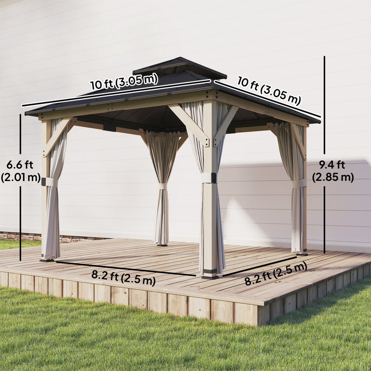 10' x 10' Light Grey Hardtop Gazebo with Double Steel Roof