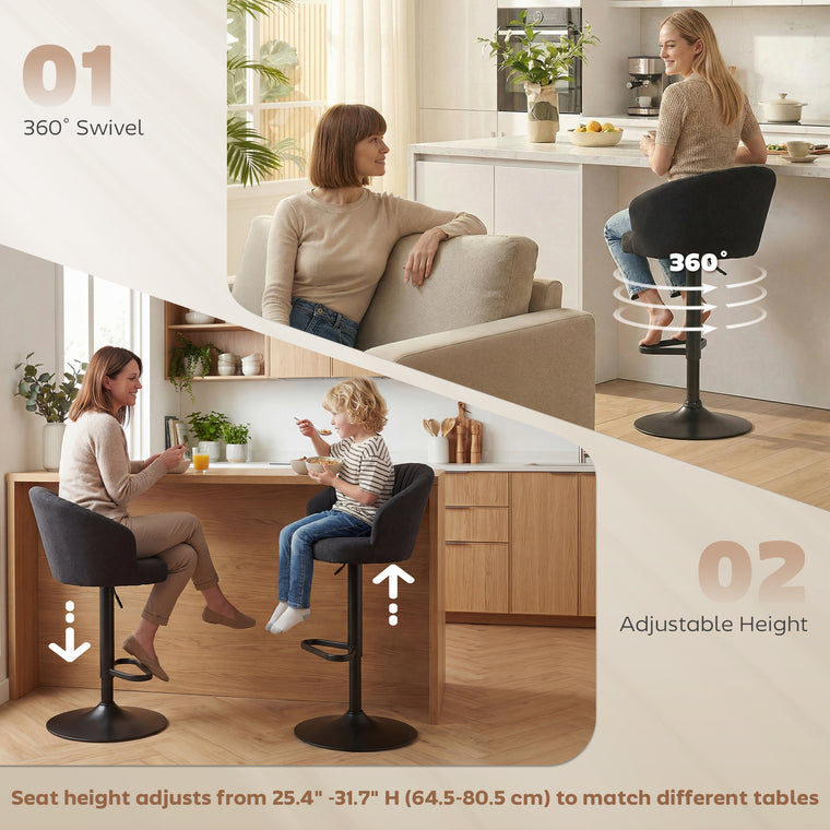 Adjustable Swivel Bar Stools Set of 2