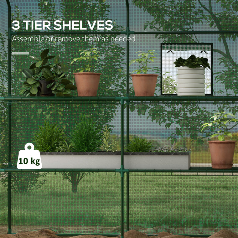 4.6' x 4.7' x 6.2' Green Greenhouse with 8 Shelves & PE Cover