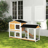2-Tier Yellow Wood Rabbit Hutch with Ramp & Run