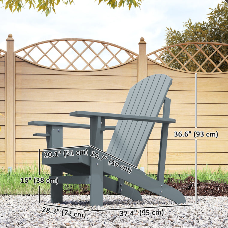 Classic Adirondack Chair with Cup Holder - Dark Grey