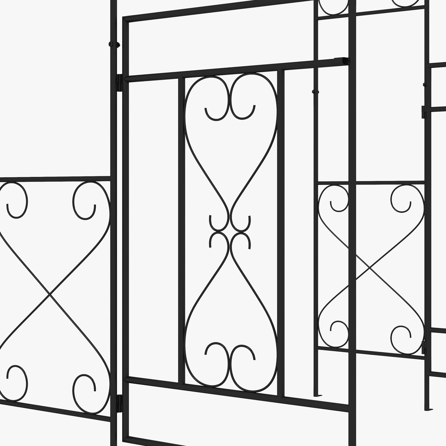 7.6FT Metal Garden Arch with Gate, Garden Arbor Trellis for Climbing Plants, Roses, Vines, Wedding Arch, Black