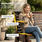 Outdoor Glider Bench, Wooden Glider Chair with 2 Cupholders, Slatted Seat and Armrests, Patio Swing Rocking Loveseat