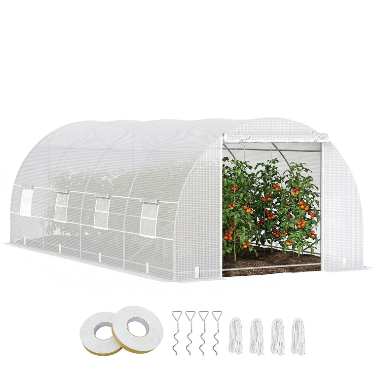 20' x 10' x 7' White Heavy Duty Tunnel Greenhouse