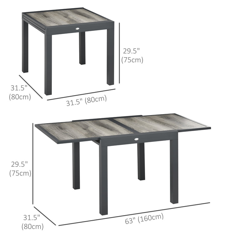 Extendable Rectangular Dining Table with Aluminum Frame