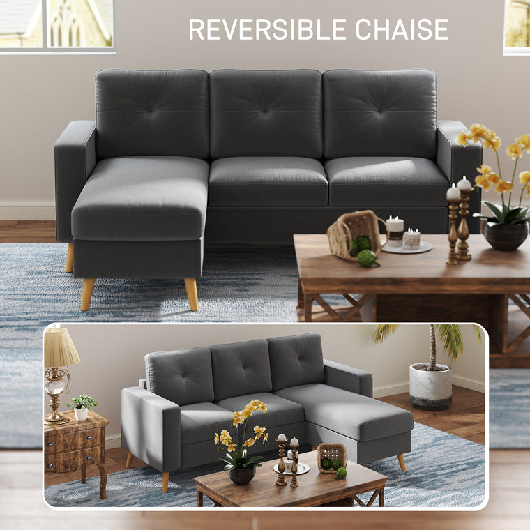 Modern L-Shaped Sectional with Reversible Chaise - Dark Grey