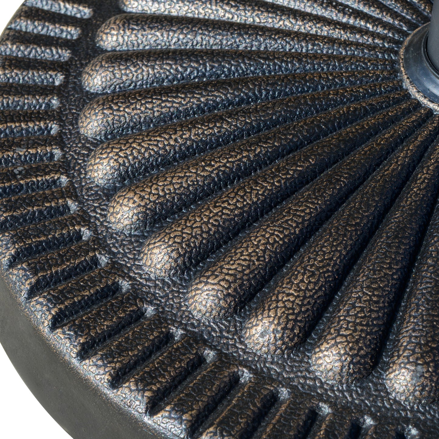 Round Umbrella Base Φ19.1", 31.5 lbs Resin Stand with Decorative Design for Poles 1.5"/1.9", Bronze