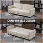 Convertible Bed with Couch, Button Tufted Fabric Sofa Bed with Adjustable Back for Living Room, Beige