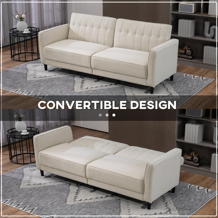 Convertible Tufted Sofa Bed with Adjustable Back