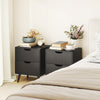 Modern Bedside Table Set of 2, Nightstand with 2 Drawers and Pine Wood Legs for Bedroom, Black