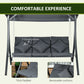 3-Person Patio Swing Chair, Outdoor Porch Swing Bench with Adjustable Canopy, Cushioned Seat, Dark Grey