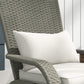Wicker Adirondack Chair with Ottoman, Patio Cushioned Muskoka Chair, Outdoor Fire Pit Chair with High-back and Armrests, for Deck, Garden, Backyard, Grey/Cream White