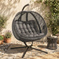 Double Egg Chair with Stand, 2 Person Hanging Swing Egg Chair with Cushion, Pockets, Grey