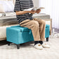 Storage Ottoman Bench, Linen Upholstered Bench with Tufted Design, Green