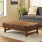 Large Square Ottoman Coffee Table with Plush Cushion Top, Versatile Bench for Living Room or Bedroom, 48'' L x 27.5'' W x 15'' H, Brown