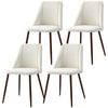 Velvet Dining Chairs Set of 4 with Steel Legs - Cream White