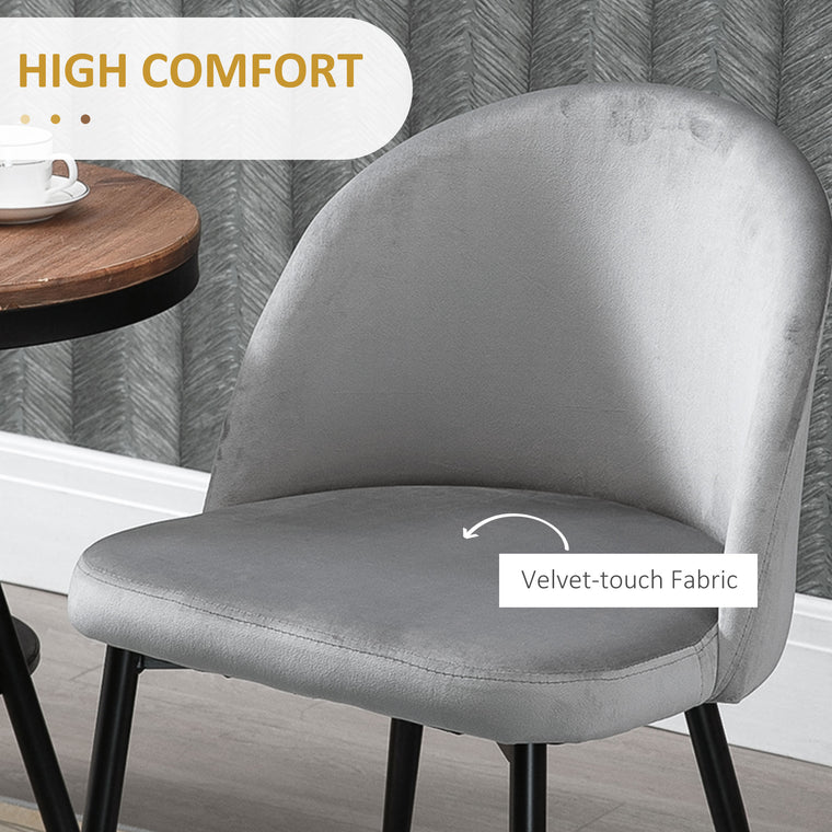 Velvet Mid-Back Dining Chairs Set of 4 - Grey