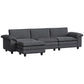 L-Shaped Sectional Sofa with Movable Ottoman - Dark Grey