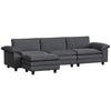 L-Shaped Sectional Sofa with Movable Ottoman - Dark Grey