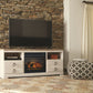 Willowton - Whitewash - 2 Pc. - 64" TV Stand With Faux Firebrick Fireplace Insert