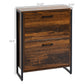 Shoe Cabinet with 2 Flip Doors, Slim 2-Drawer Shoe Cupboard with Divider and Open Compartment for 12 Pairs of Shoes, Entryway Storage Unit, Rustic Brown