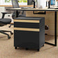 Mobile Filing Cabinet with 2 Drawers, Office Storage Cabinet with 5 Wheels, Black Wood Grain