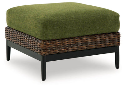 Horizon Hall - Brown / Green - Ottoman With Cushion - Forward Furniture