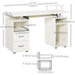 Computer Desk with Keyboard Tray, Home Office Desk with Drawers, CPU Stand, Printer Stand and Open Shelves, Writing Workstation for Study, White