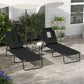 Folding Lounge Chair Set of 2, Reclining Beach Tanning Chair with Face Hole, Pillow, 4-Position Adjustable Flat Sun Lounger, Steel Frame for Outdoor Patio Pool, Black