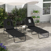 Folding Lounge Chair Set of 2, Reclining Beach Tanning Chair with Face Hole, Pillow, 4-Position Adjustable Flat Sun Lounger, Steel Frame for Outdoor Patio Pool, Black