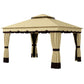10' x 12' Double Roof Patio Gazebo Canopy, Outdoor Gazebo Shelter with Netting & Curtains, for Garden, Lawn and Deck