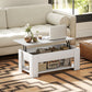 Lift Top Coffee Table with Hidden Storage Compartment and Open Shelf, Center Table for Living Room, White