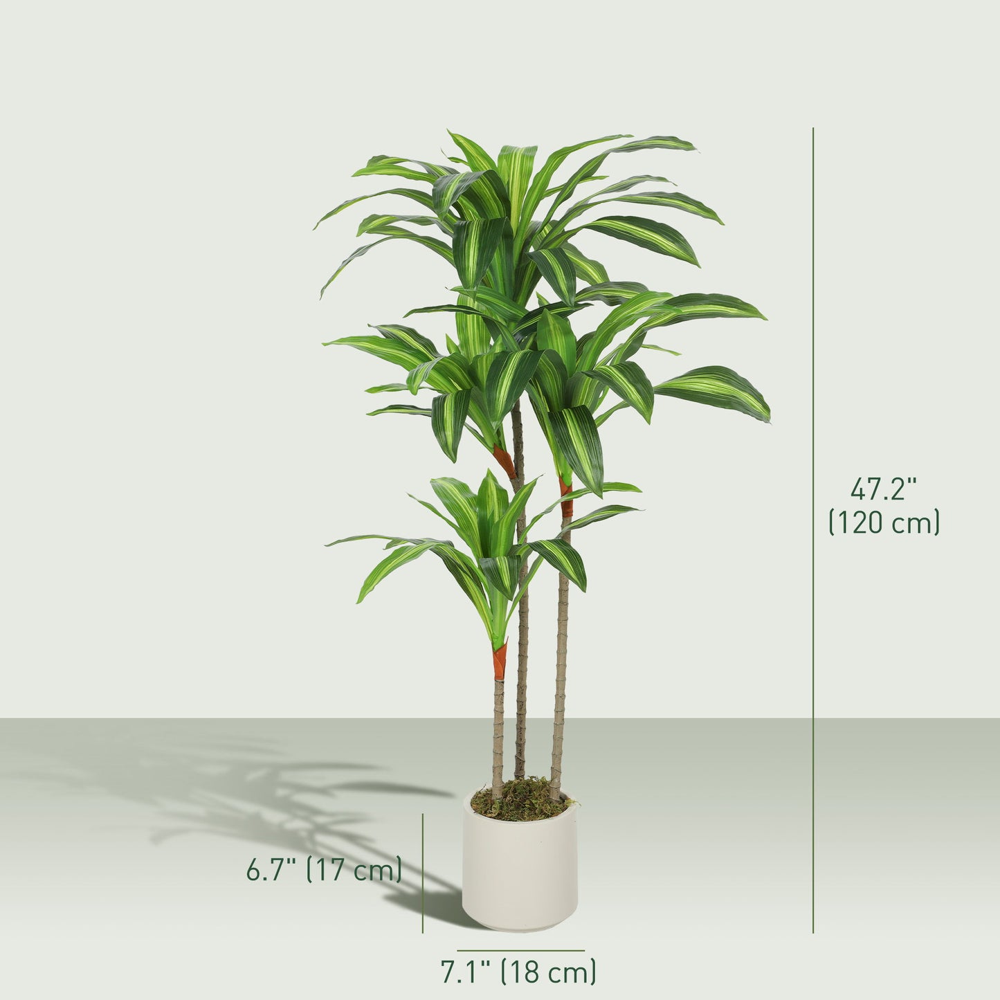 4FT Dracaena Fake Plant, Artificial Plant with Bendable Trunks for Home Office Decor, Green