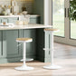 Wood Barstools Set of 2, Swivel Bar Stools with Adjustable Height for Kitchen Counter, Natural Wood and White