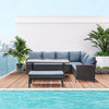 4-Piece Outdoor Patio Rattan Wicker Dining Furniture Set, Sofa Bench and Table Set for Garden, Patio, Porch and Backyard Outdoor Living, Brown