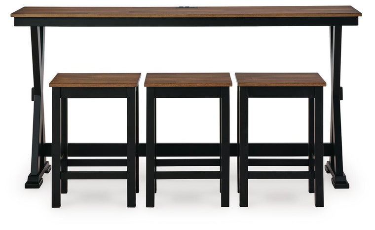 Wildenauer - Rectangular Dining Room Counter Table Set (Set of 4) - Brown / Black