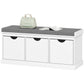 Shoe Storage Bench with 3 Drawers and Cushion - White