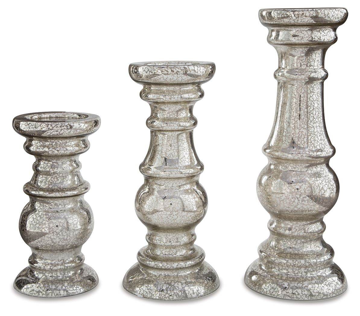 Rosario - Candle Holder Set (Set of 3) - Silver Finish