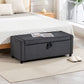 Storage Ottoman, Upholstered Corduroy End of Bed Bench with Thick Padding, Storage Bench for Bedroom, Dark Grey