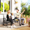 3-Seat Outdoor Glider Chair, Patio Rocking Chair, Steel Frame, Sling Fabric Seat for Garden, Backyard, Lawn, Cream