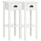 2 Tier Side Table, Set of 2, Narrow Tall End Table with Drawer and Shelf, Slim Wooden Nightstand for Living Room, Bedroom, Hallway, White
