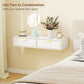 Modern Floating Nightstands Set of 2, Wall Mounted Bedside Tables with Wave Drawer White