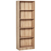 5-Tier Bookcase with Adjustable Shelves - Natural Wood