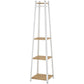Clothes Rack with Storage, Garment Rack with 8 Hooks and 3-Tier Shelf, Clothes Stand for Bedroom, Entryway, Oak
