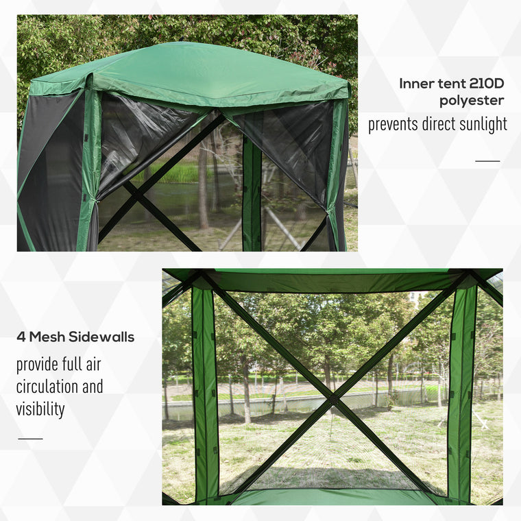 Green Foldable Pop-Up Screen Tent, Fits 3-4 People