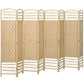 8 Panel Folding Room Divider, Portable Privacy Screen, Wave Fiber Room Partition for Home Office, Natural