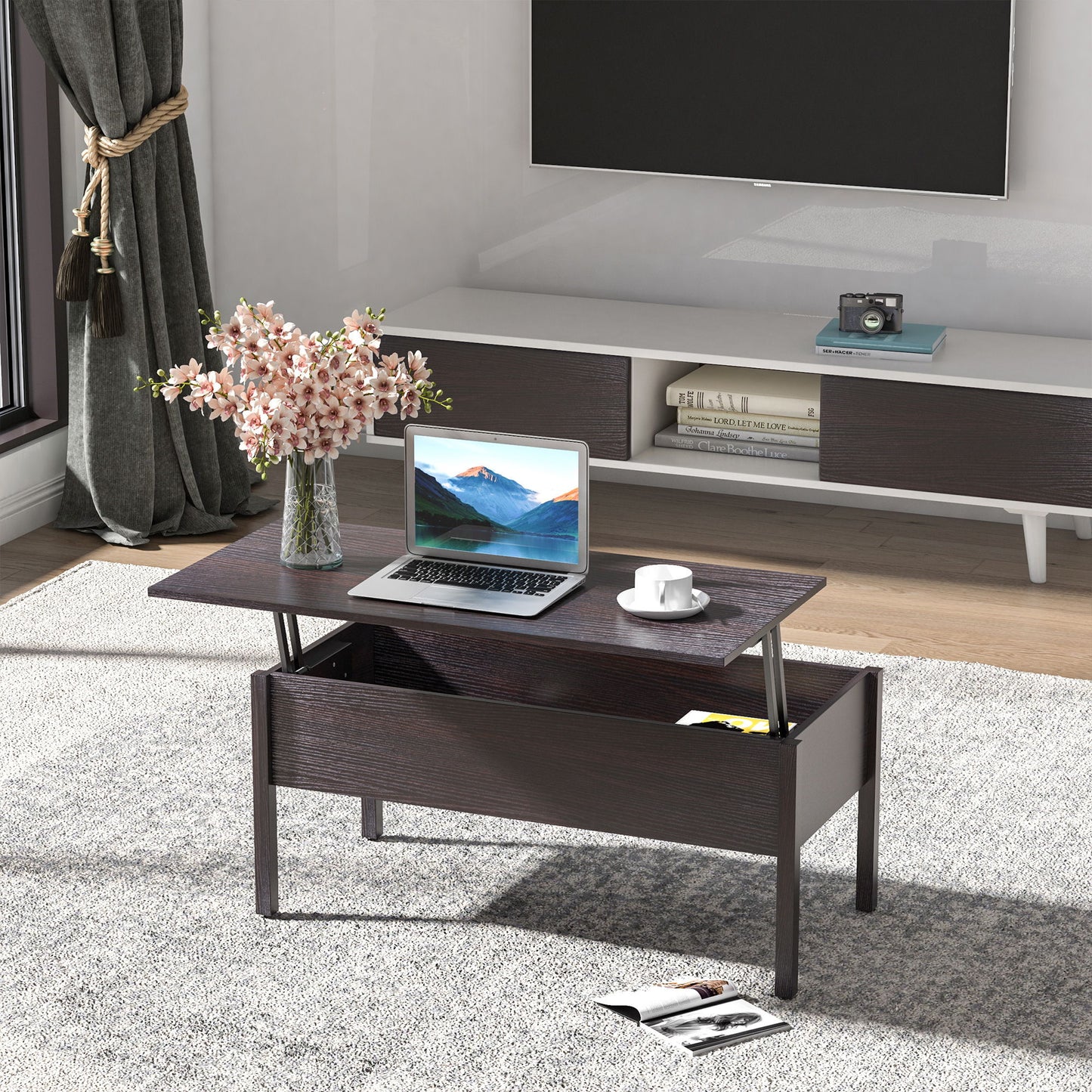 39" Modern Lift Top Coffee Table with Hidden Storage Compartment, Center Table for Living Room, Coffee