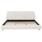 Modern Minimalist Upholstered Bed with Soft Padded Headboard, Platform Bed with Rubberwood Legs, 88'' L x 65.5'' W x 33.5'' H, White