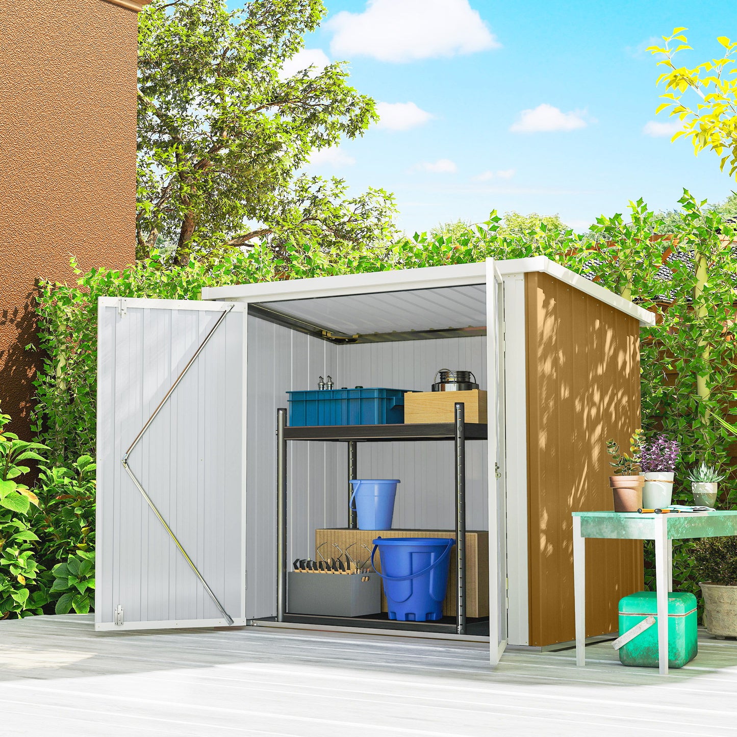 5' x 3' Metal Garden Storage Shed, Tool House with Double Doors for Backyard, Patio, Lawn