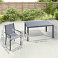7 Piece Outdoor Dining Set with Rectangular Table and 6 Stackable Chairs, for Backyard, Lawn, Deck, Balcony, Pool Side